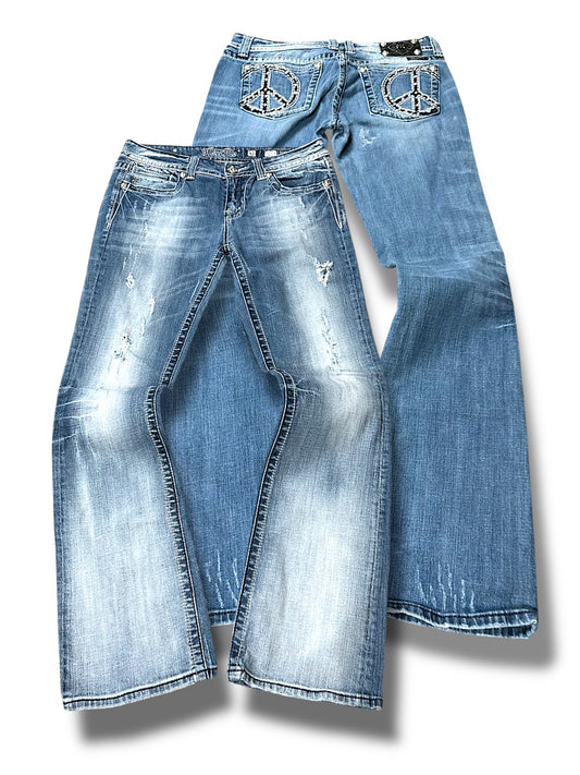Vintage Miss Me Y2K Low Waist Bootcut / Flared Damenjeans (L)
