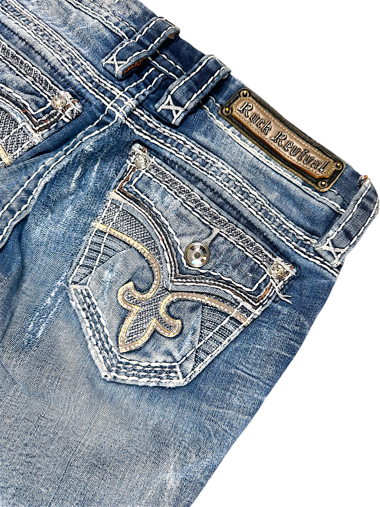 Vintage Rock Revival Y2K Low Waist Bootcut / Flared Damenjeans (S)