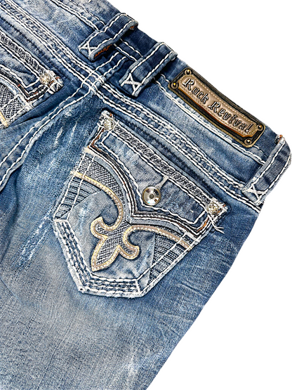 Vintage Rock Revival Y2K Low Waist Bootcut / Flared Damenjeans (S)