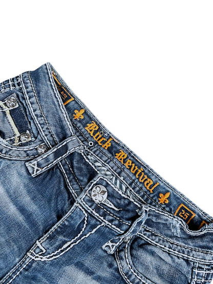 Vintage Rock Revival Y2K Low Waist Bootcut Damenjeans (S)