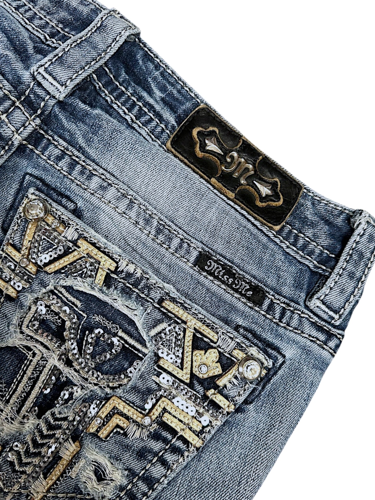 Vintage Miss Me Y2K Low Waist Bootcut Damenjeans (M)