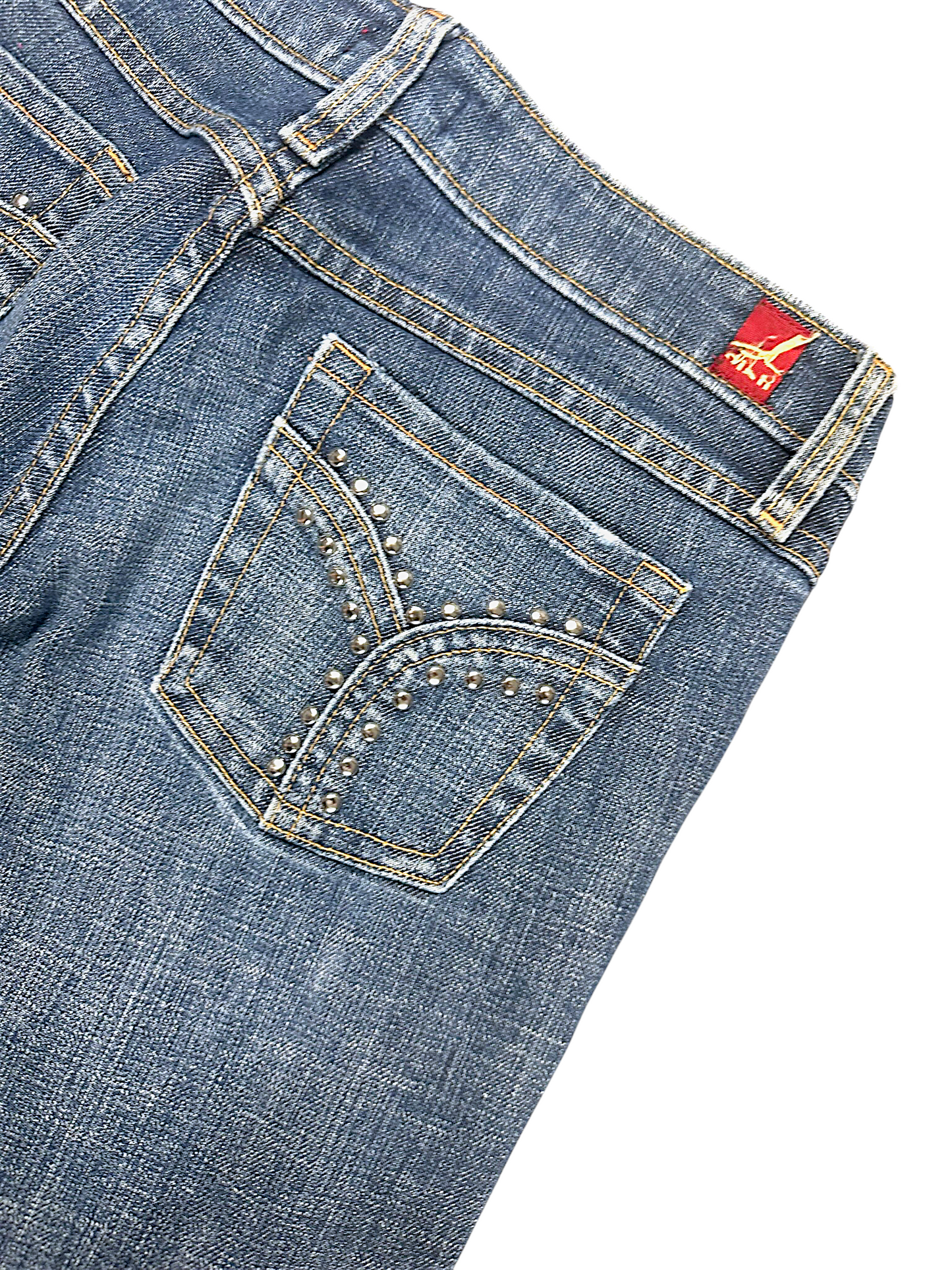 Vintage Embroidery Y2K Low Waist Flared Damenjeans (L)