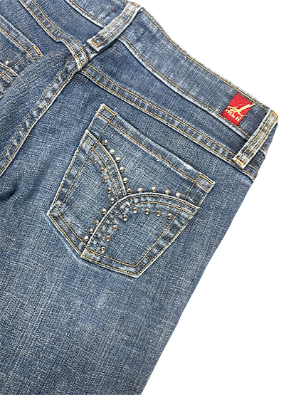 Vintage Embroidery Y2K Low Waist Flared Damenjeans (L)