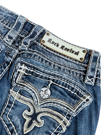 Vintage Rock Revival Y2K Low Waist Bootcut Damenjeans (S)