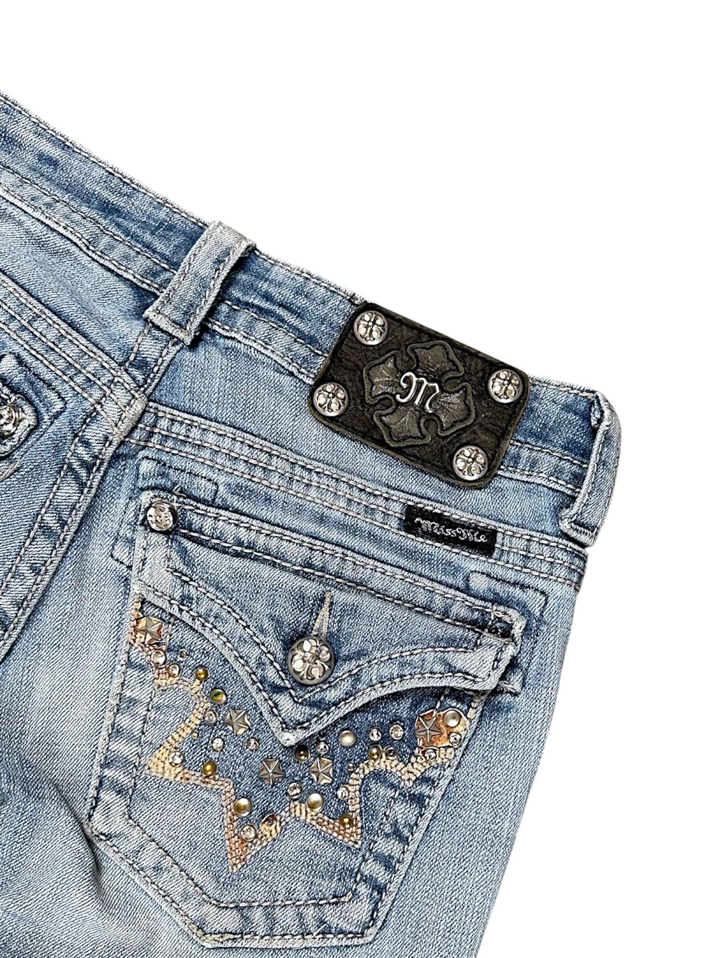 Vintage Miss Me Y2K Low Waist Bootcut Damenjeans (S)