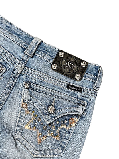 Vintage Miss Me Y2K Low Waist Bootcut Damenjeans (S)