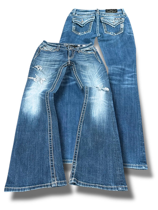 Vintage Miss Me Y2K Low Waist Bootcut / Flared Damenjeans (M)