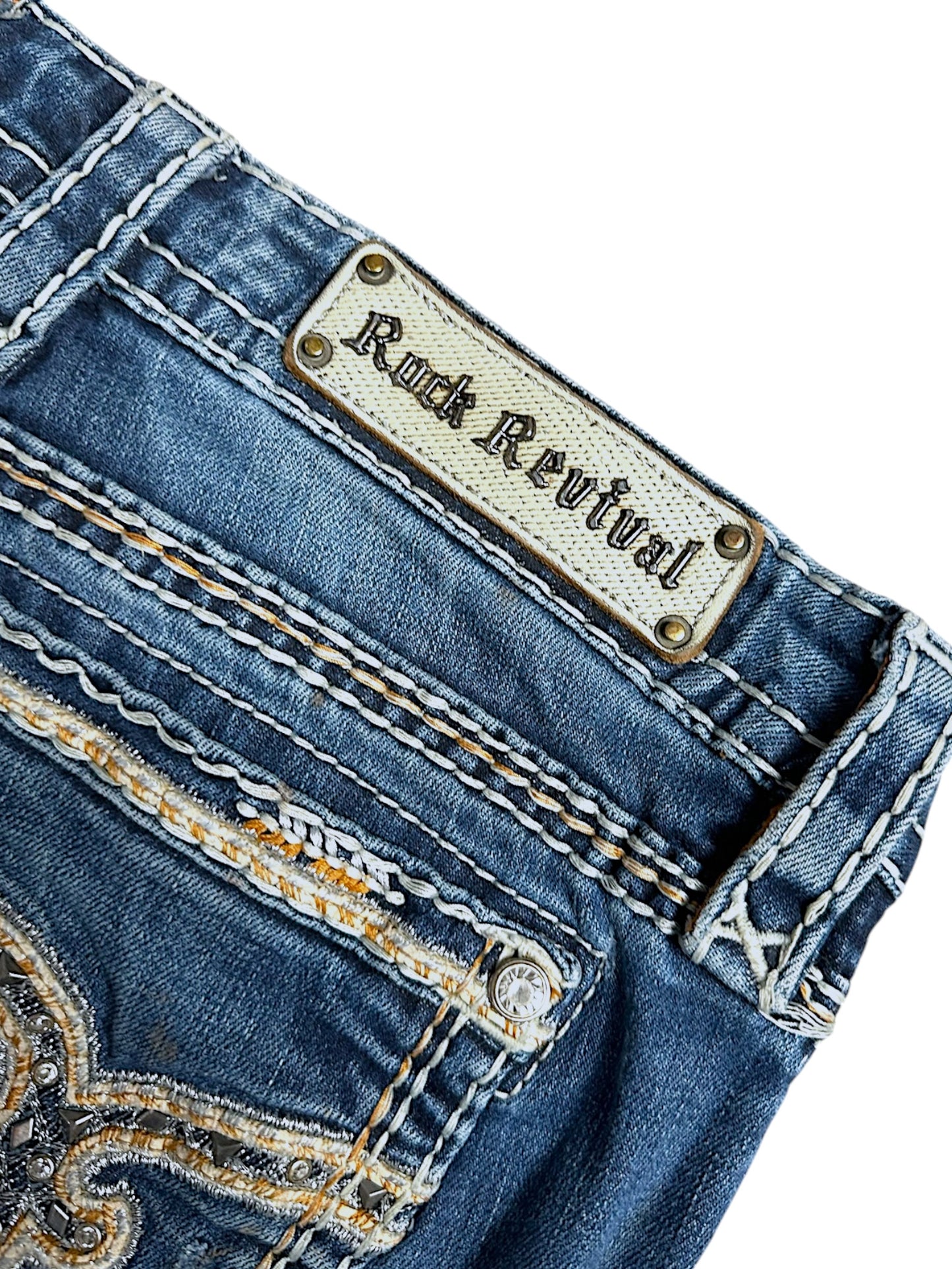 Vintage Rock Revival Y2K Low Waist Bootcut Damenjeans (M)