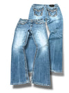 Vintage Miss Me Y2K lavtaljede bootcut / svajer damejeans (L)