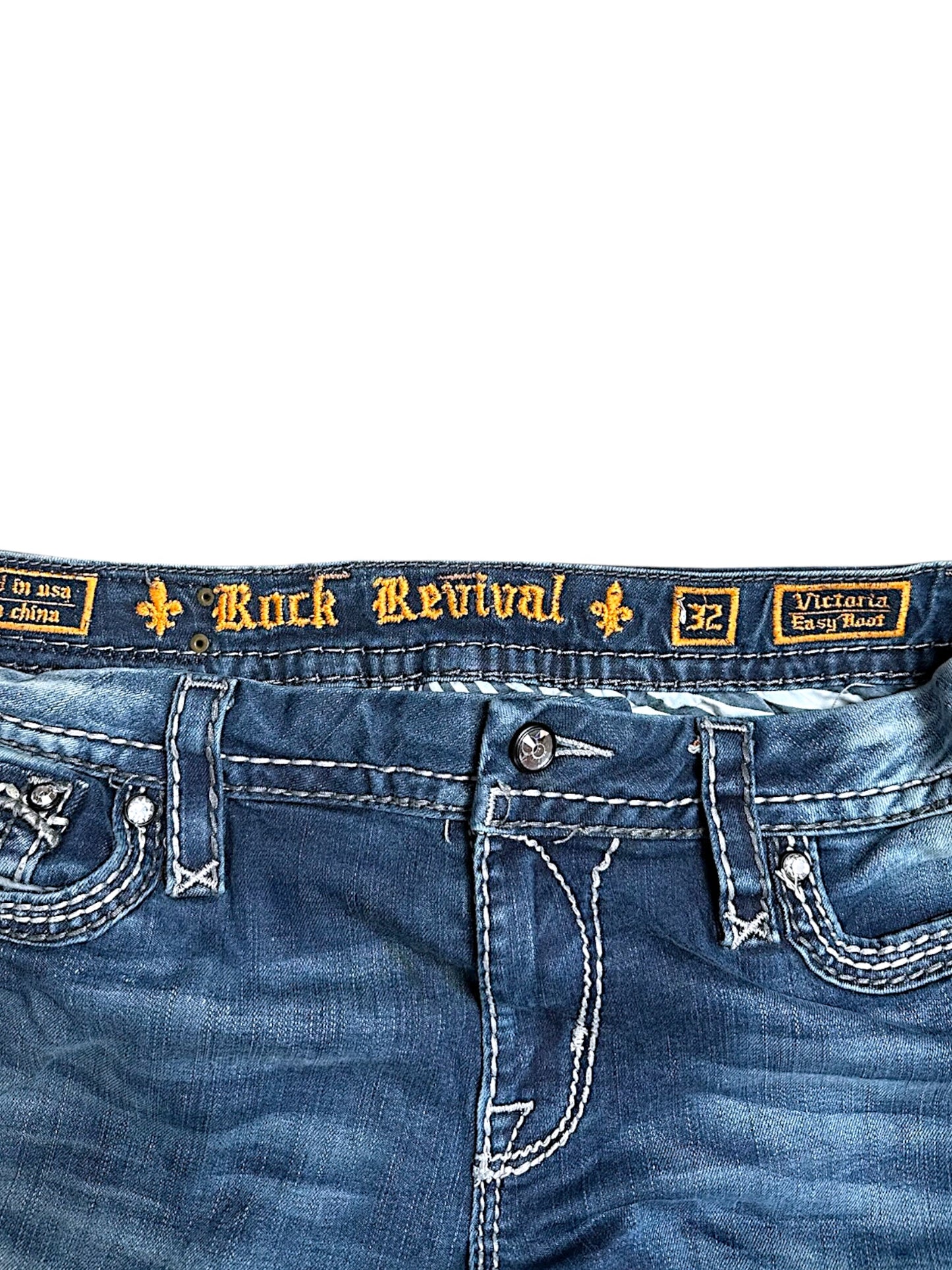 Vintage Rock Revival Y2K Low Waist Bootcut / Flared Damenjeans(M)