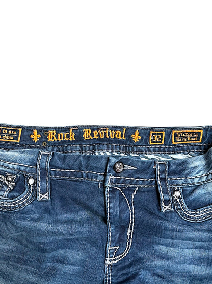 Vintage Rock Revival Y2K Low Waist Bootcut / Flared Damenjeans(M)
