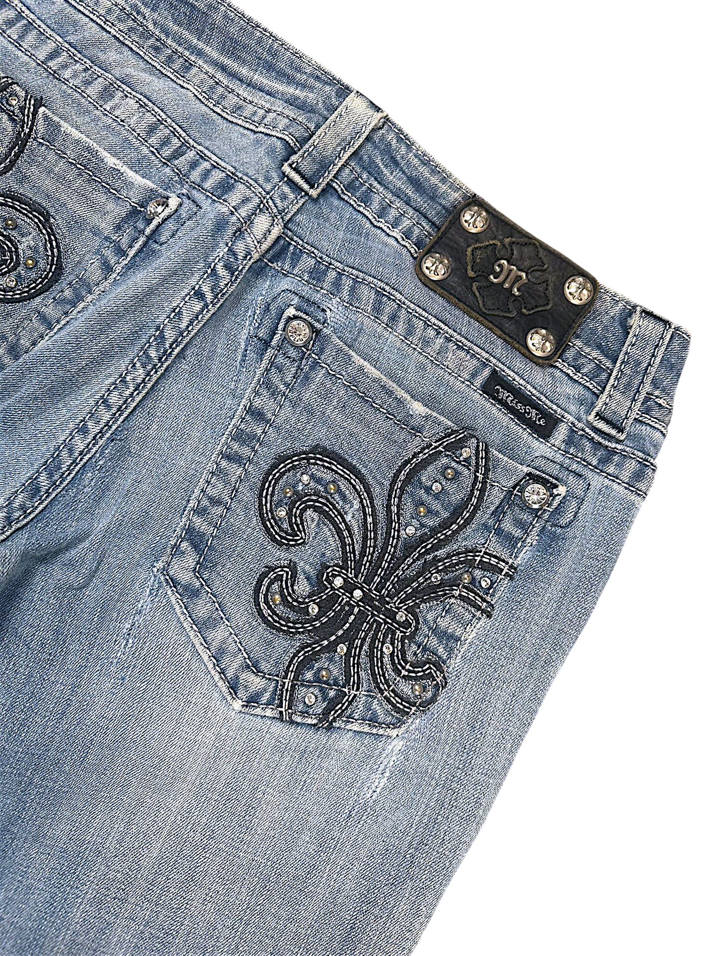 Vintage Miss Me Y2K Low Waist Bootcut Damenjeans (L)
