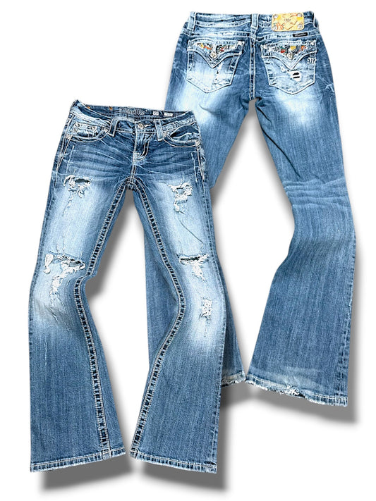 Vintage Miss Me Y2K Low Waist Bootcut Damenjeans (S)