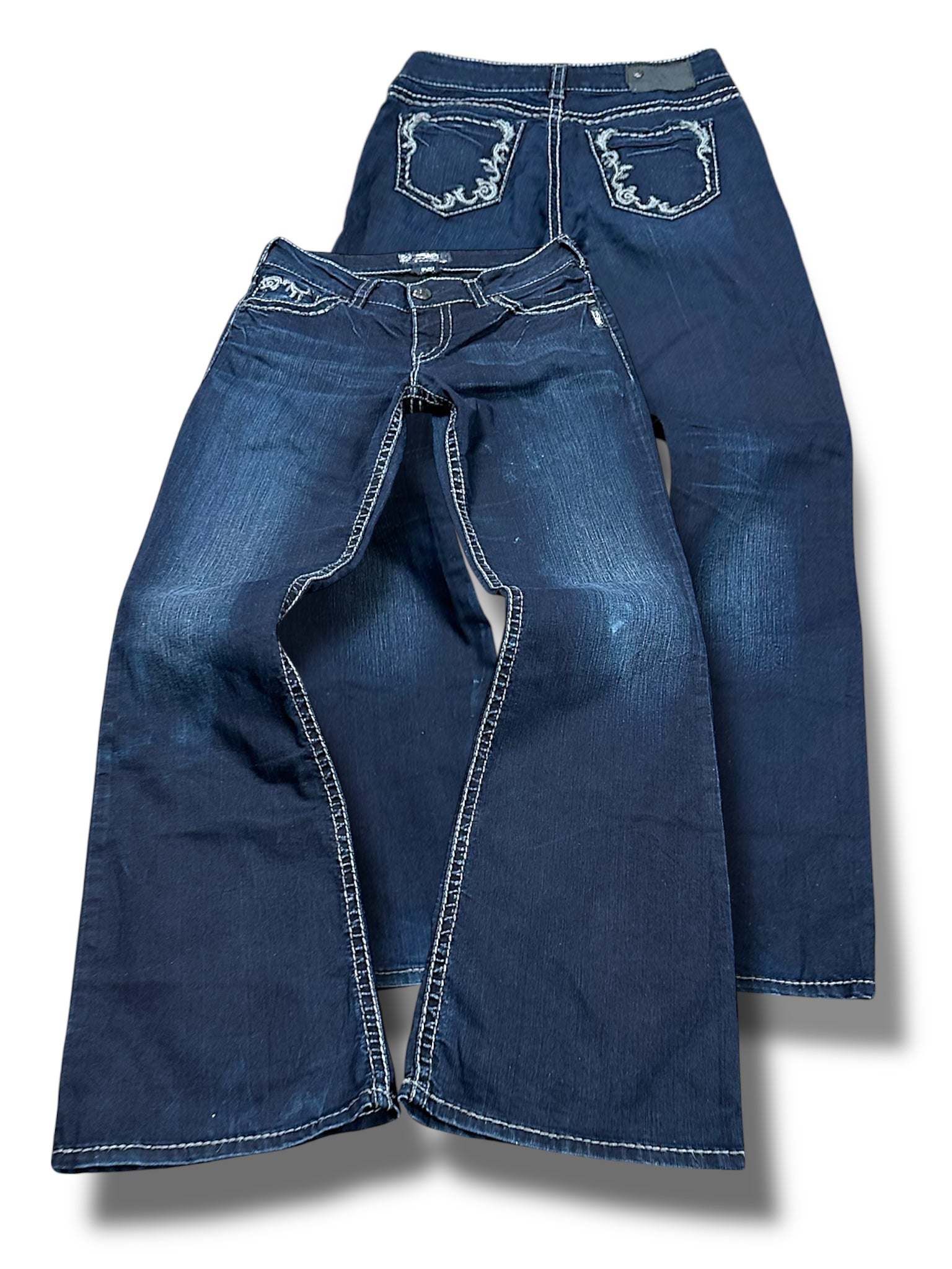 Vintage Silver Y2K Low Waist Bootcut / Flared Damenjeans (L)