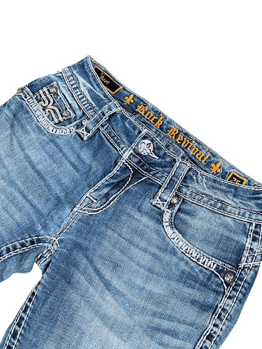 Vintage Rock Revival Y2K Low Waist Bootcut Damenjeans (S)
