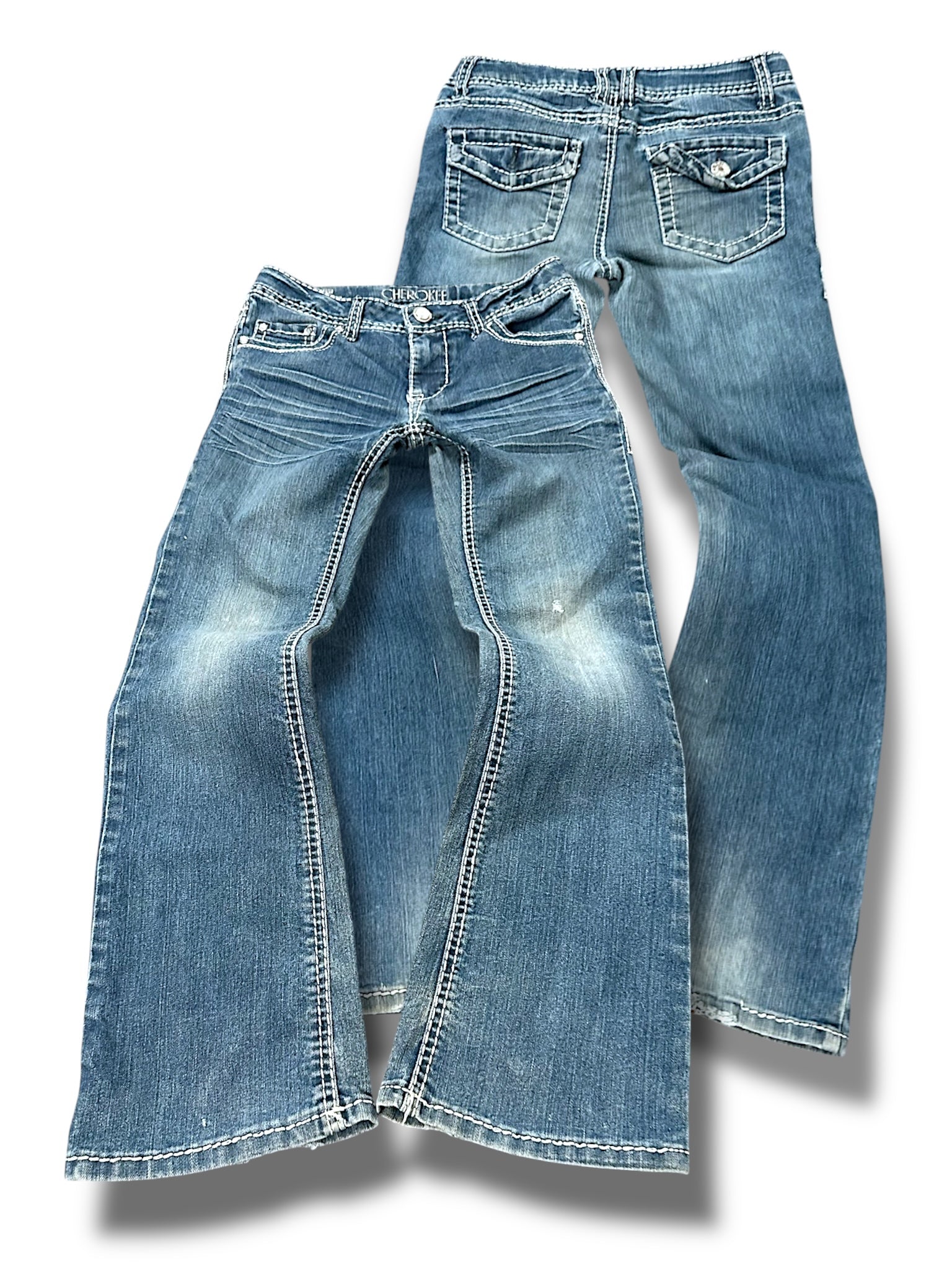 Vintage Embroidery Y2K Low Waist Bootcut Damenjeans (XS)