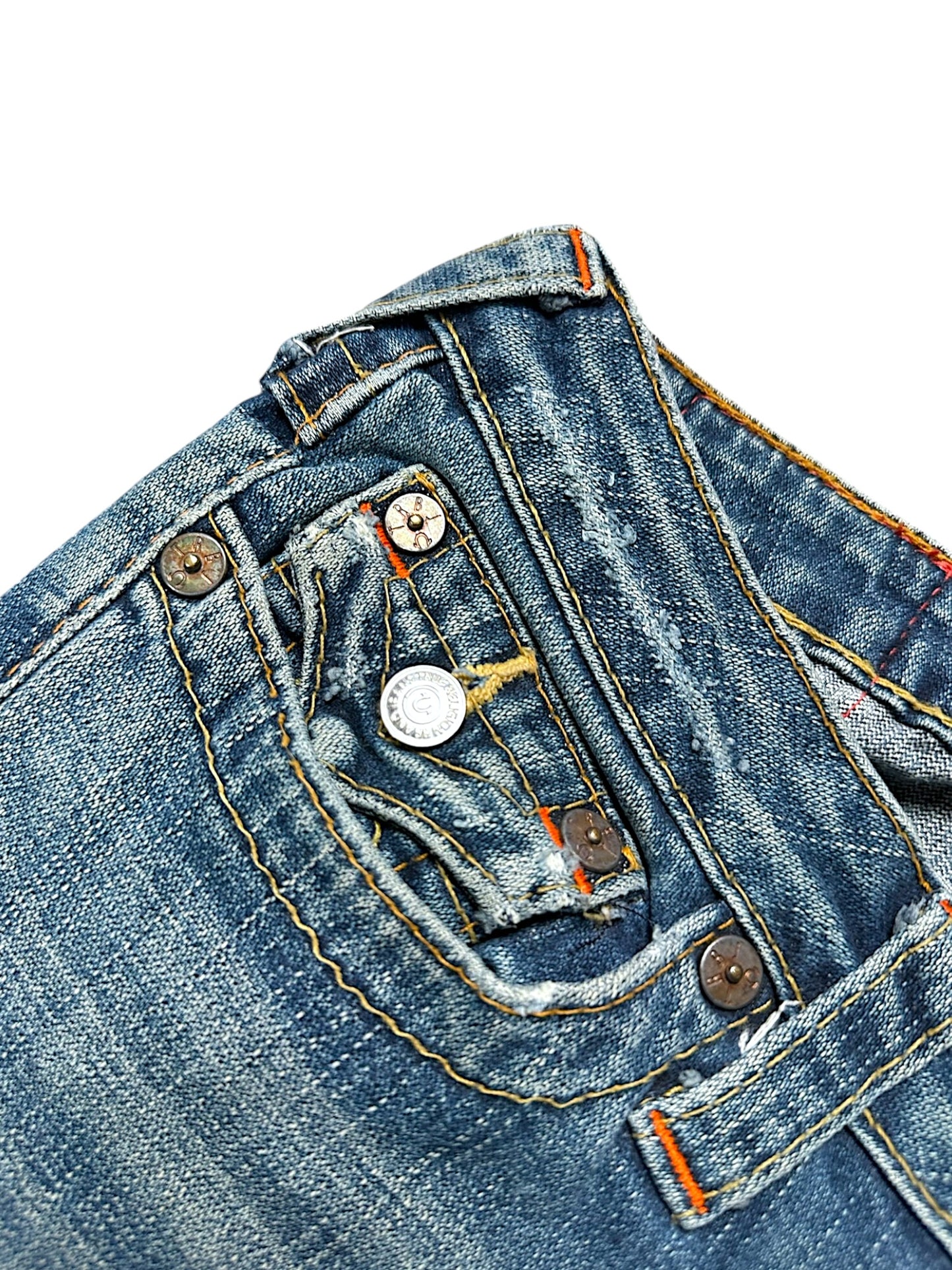 Vintage True Religion Y2K Low Waist Bootcut / Flared Damenjeans (S)