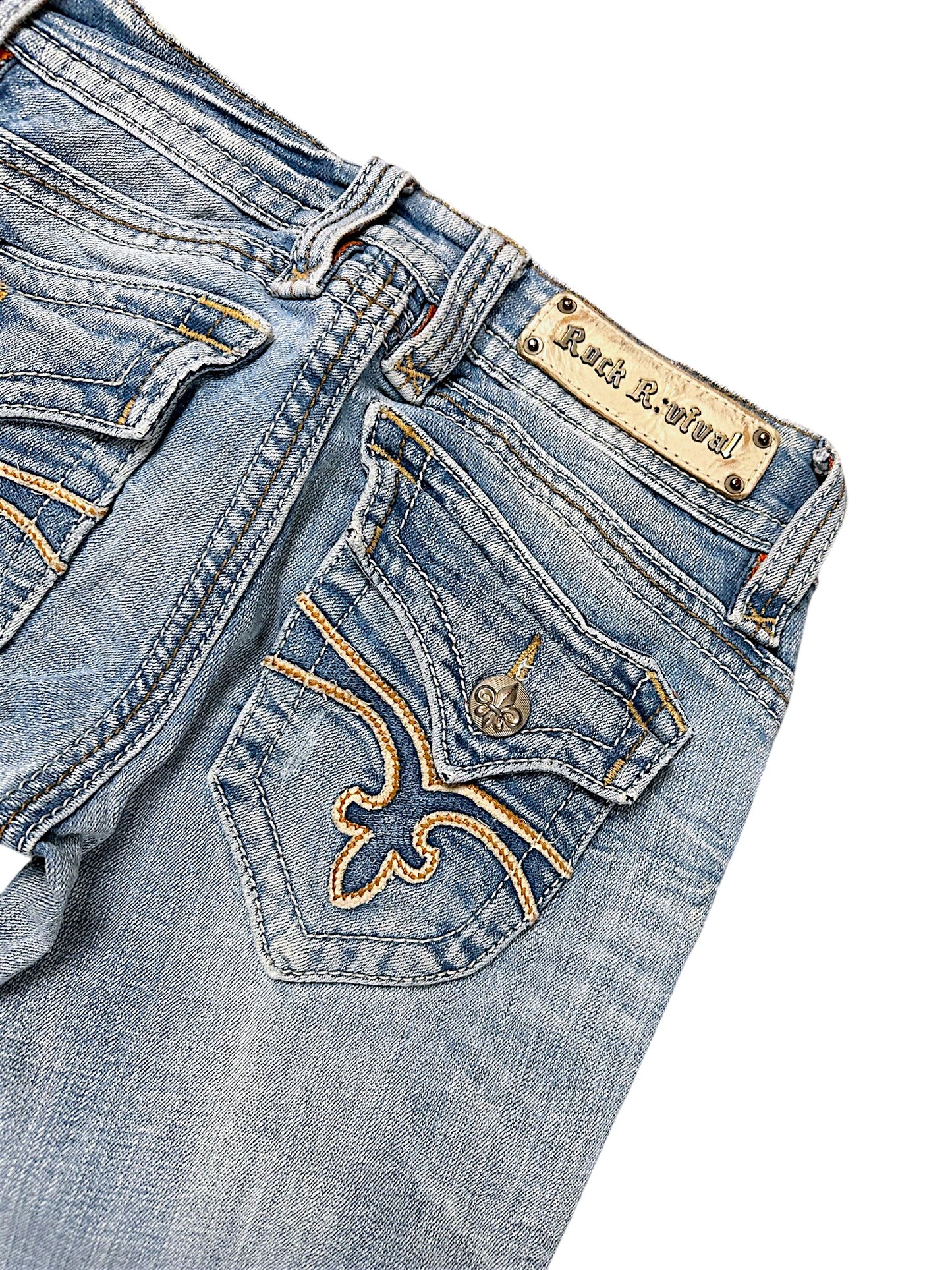 Vintage Rock Revival Y2K Low Waist Bootcut Damenjeans (S)
