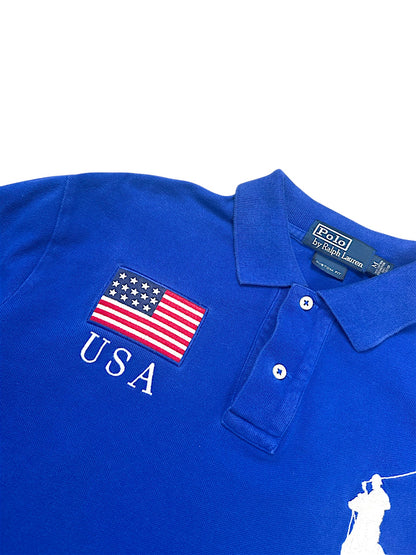 Vintage Ralph Lauren Y2K „USA“ Langarm Polo (M)