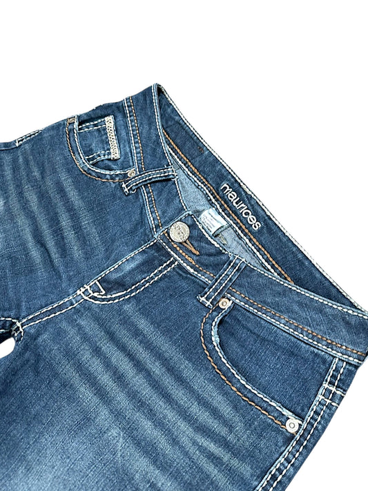 Vintage Embroidery Y2K Low Waist Bootcut / Flared Damenjeans (M)