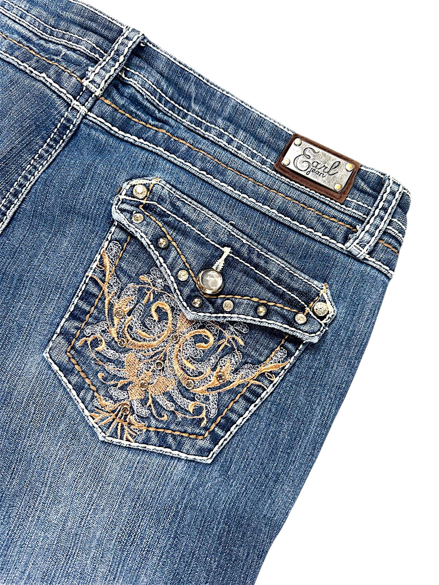 Vintage Embroidery Y2K Bootcut / Flared Damenjeans (M)