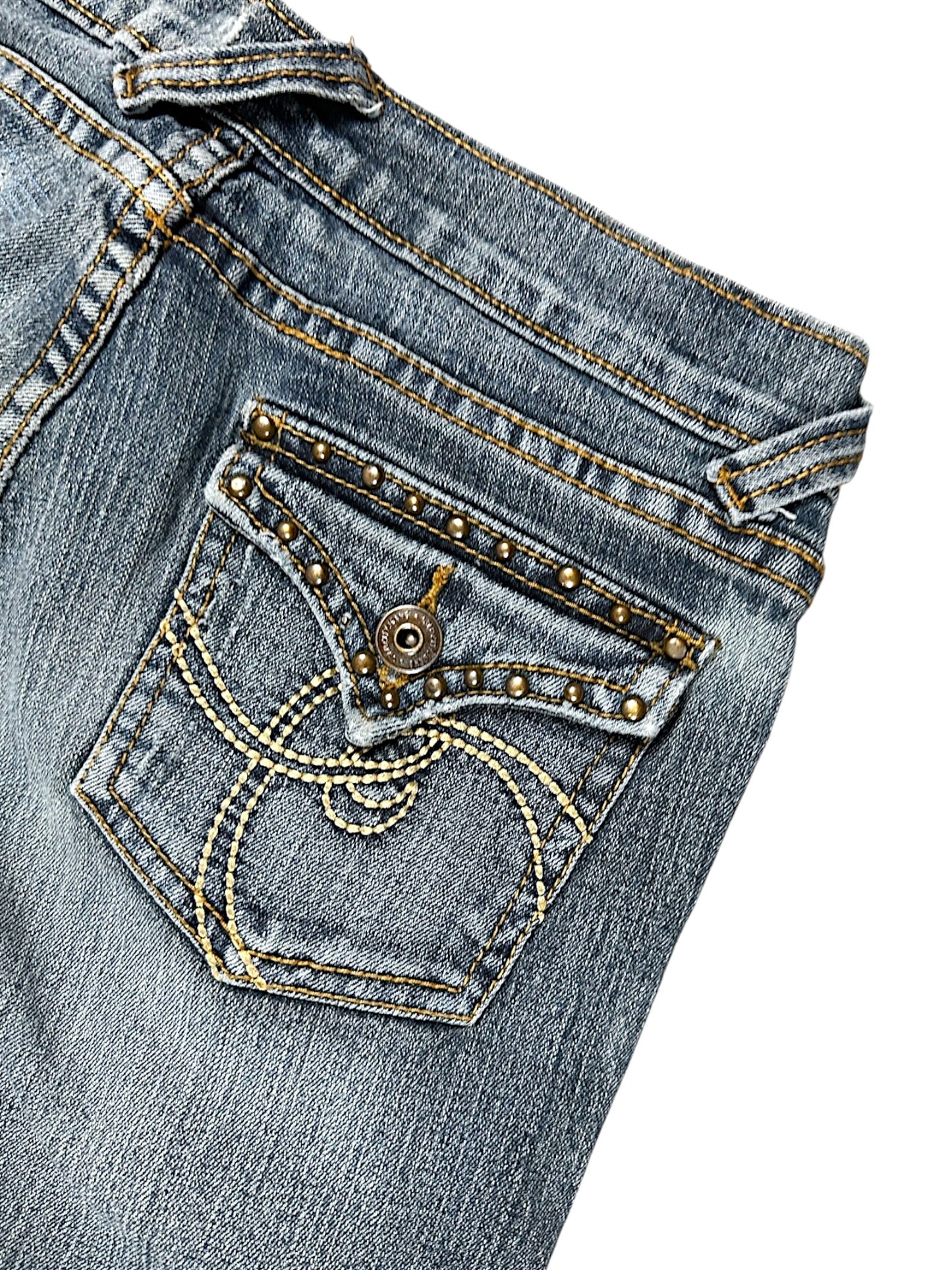 Vintage Embroidery Y2K Low Waist Bootcut / Flared Damenjeans (XS)