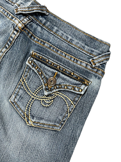 Vintage Embroidery Y2K Low Waist Bootcut / Flared Damenjeans (XS)