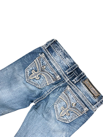 Vintage Rock Revival Y2K Low Waist Bootcut / Flared Damenjeans (S)