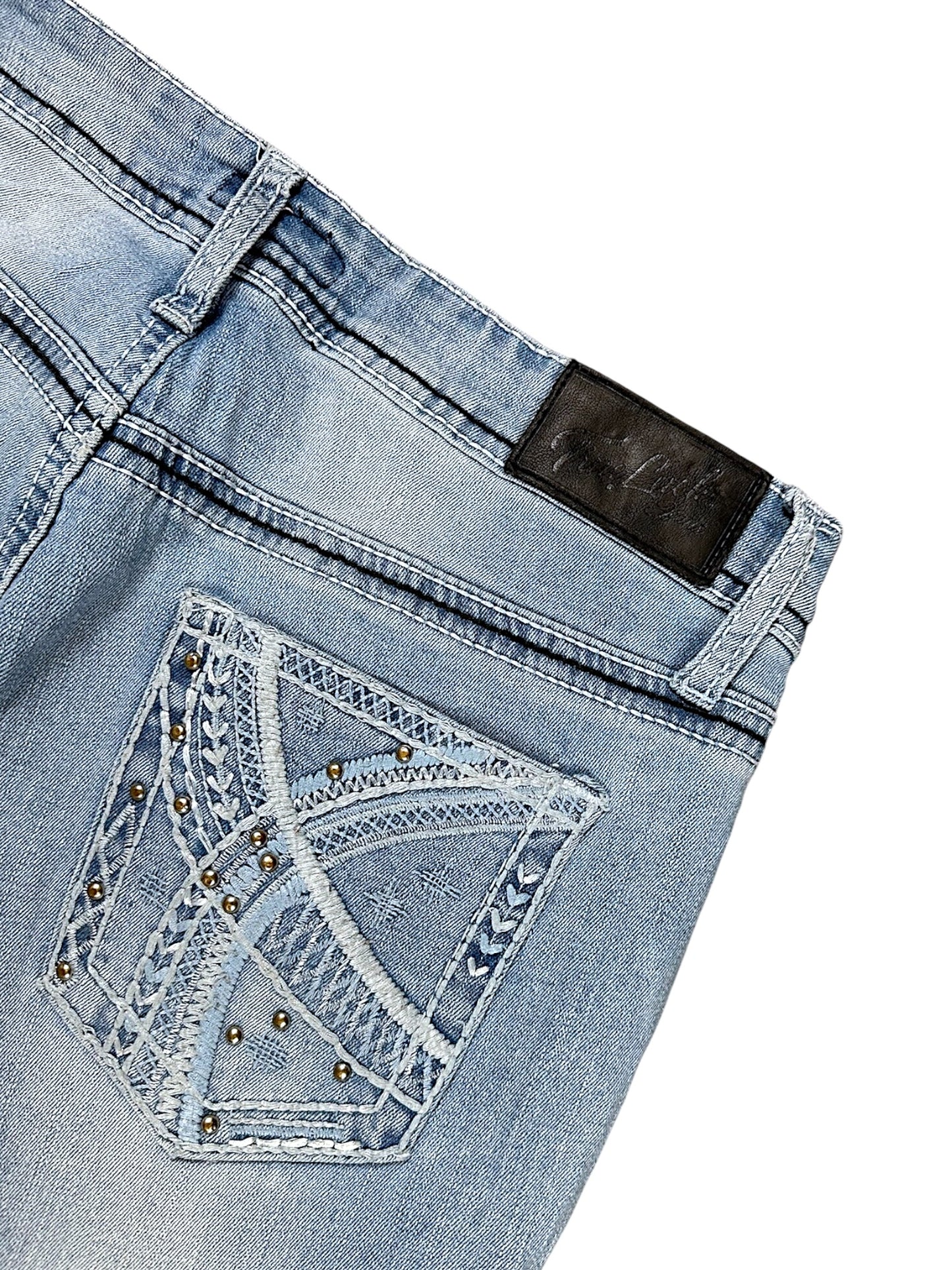 Vintage Embroidery Y2K Low Waist Flared Damenjeans (M)