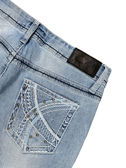 Vintage Embroidery Y2K Low Waist Flared Damenjeans (M)