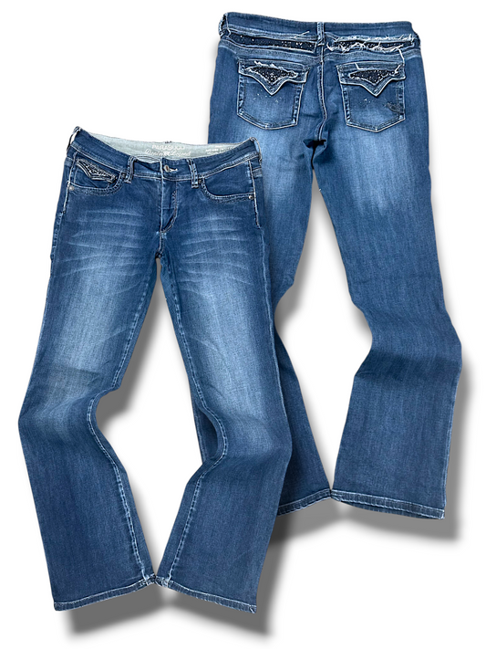 Vintage Embroidery Y2K Bootcut / Flared Damenjeans (L)