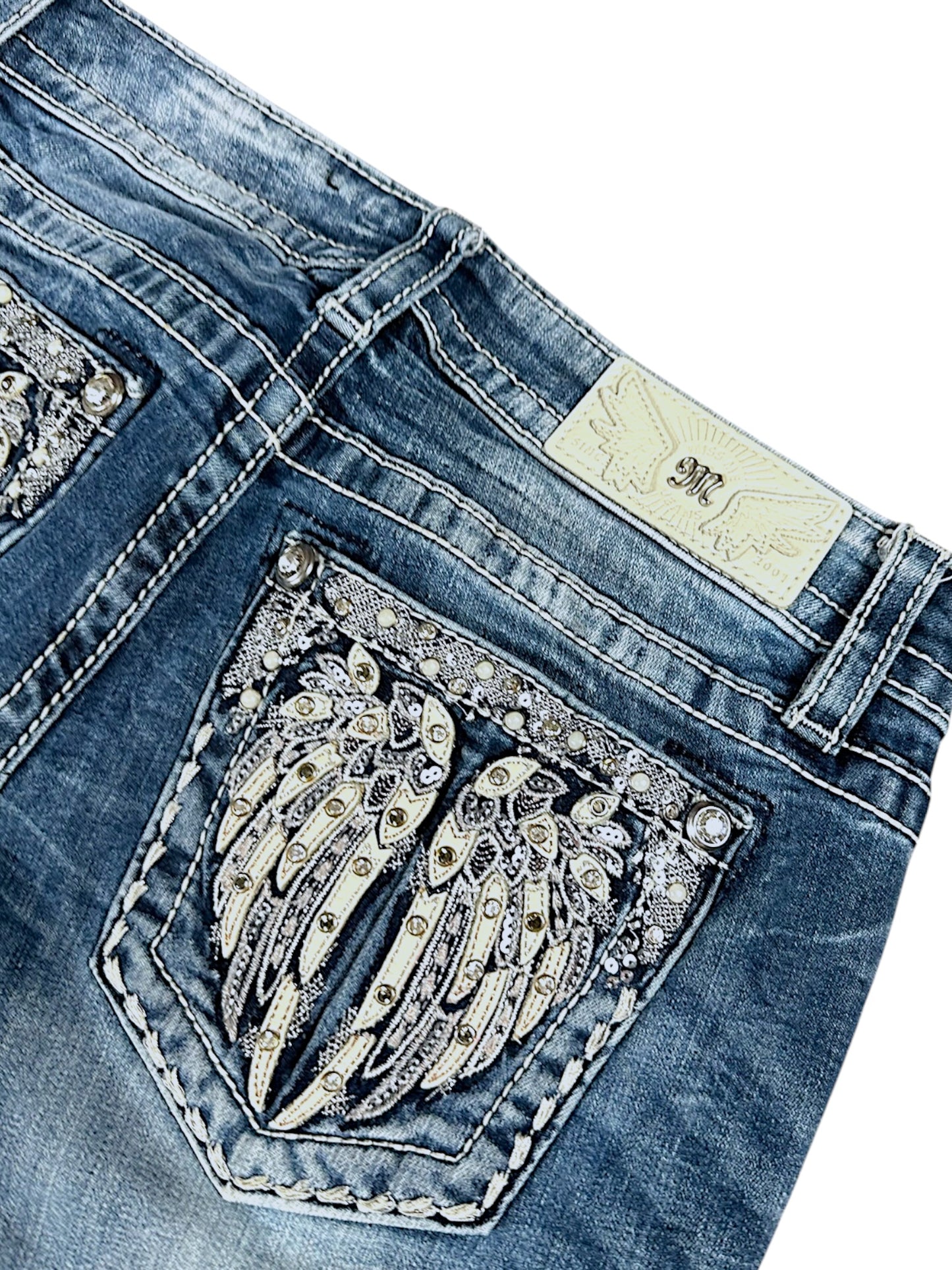 Vintage Miss Me Y2K Low Waist Bootcut Damenjeans (S)