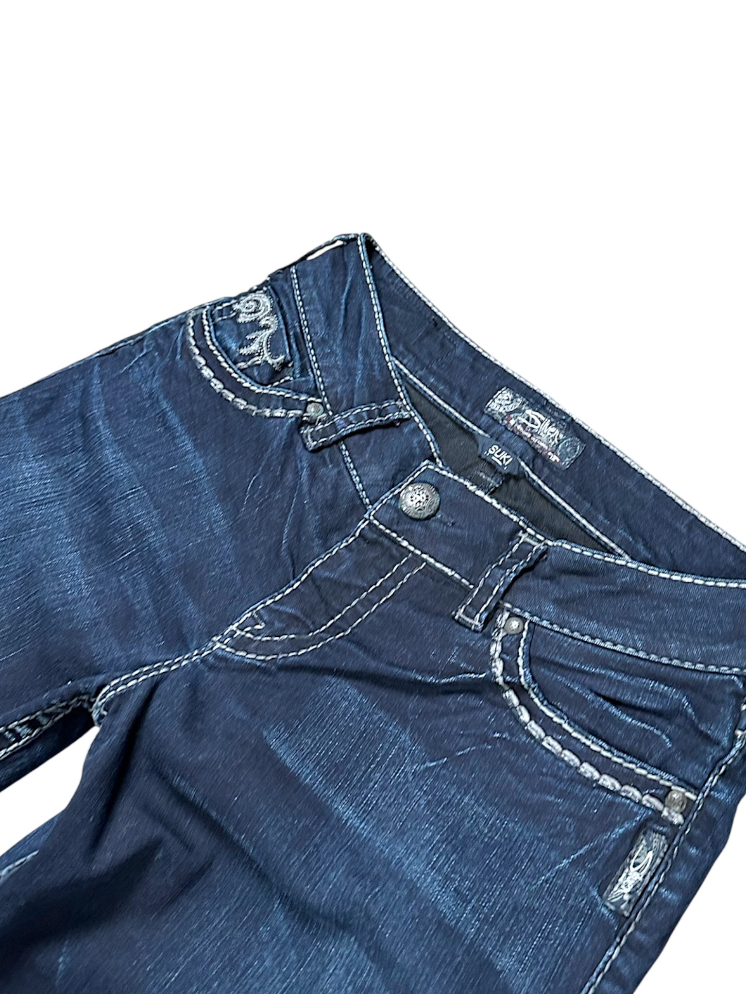 Vintage Silver Y2K Low Waist Bootcut / Flared Damenjeans (L)