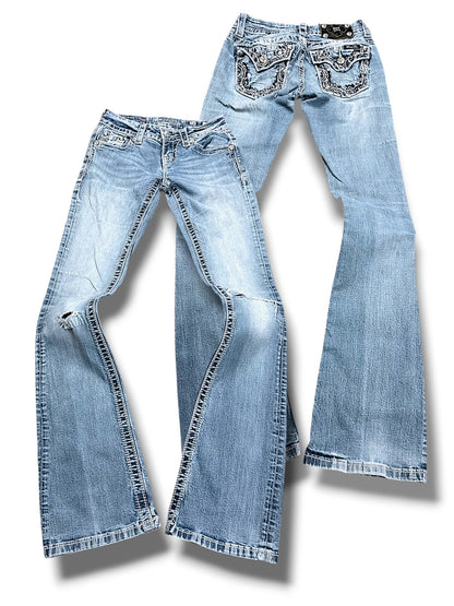Vintage Miss Me Y2K Low Waist Bootcut Damenjeans (XS)