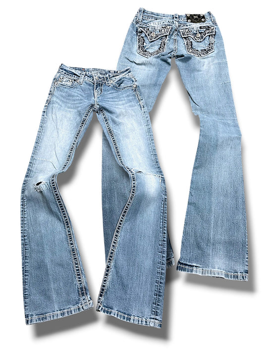 Vintage Miss Me Y2K Low Waist Bootcut Damenjeans (XS)