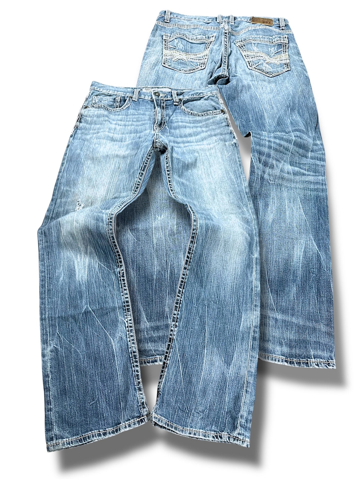Vintage Y2K Broderi Jeans med Lige Ben (M)