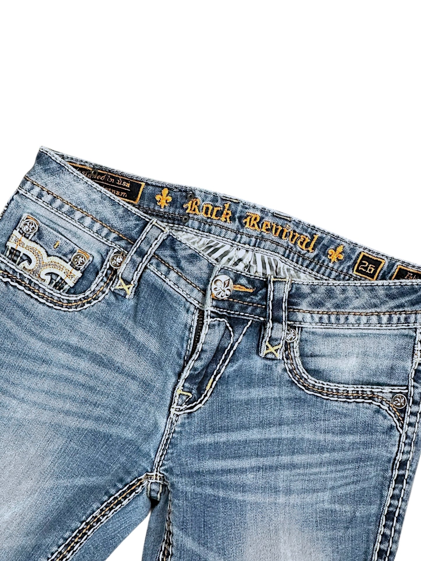 Vintage Rock Revival Low Waist Bootcut Damenjeans (M)