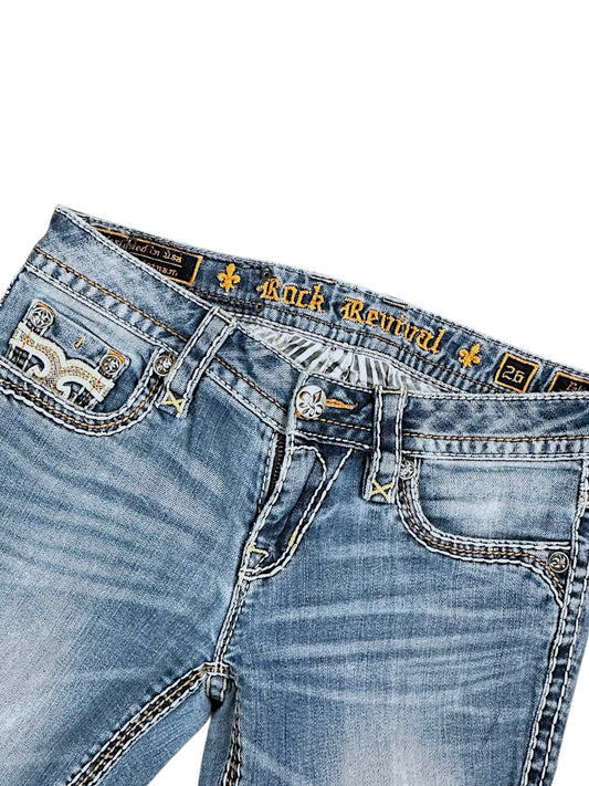 Vintage Rock Revival Low Waist Bootcut Damenjeans (M)