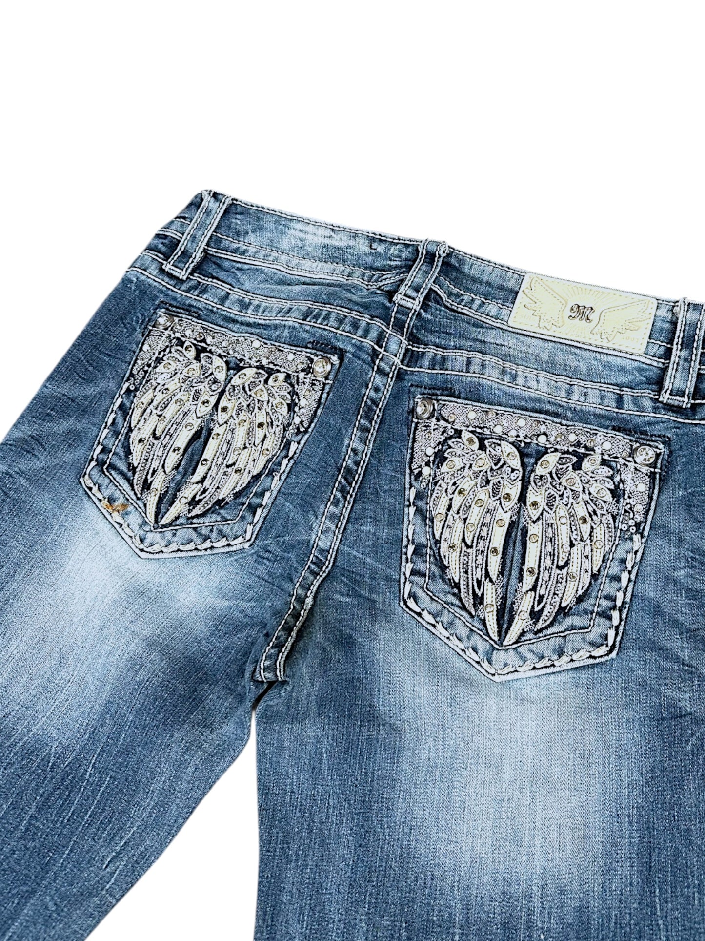 Vintage Miss Me Y2K Low Waist Bootcut Damenjeans (S)