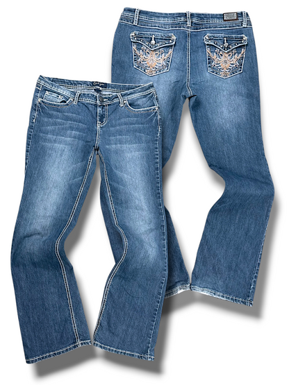Vintage Embroidery Y2K Bootcut / Flared Damenjeans (M)