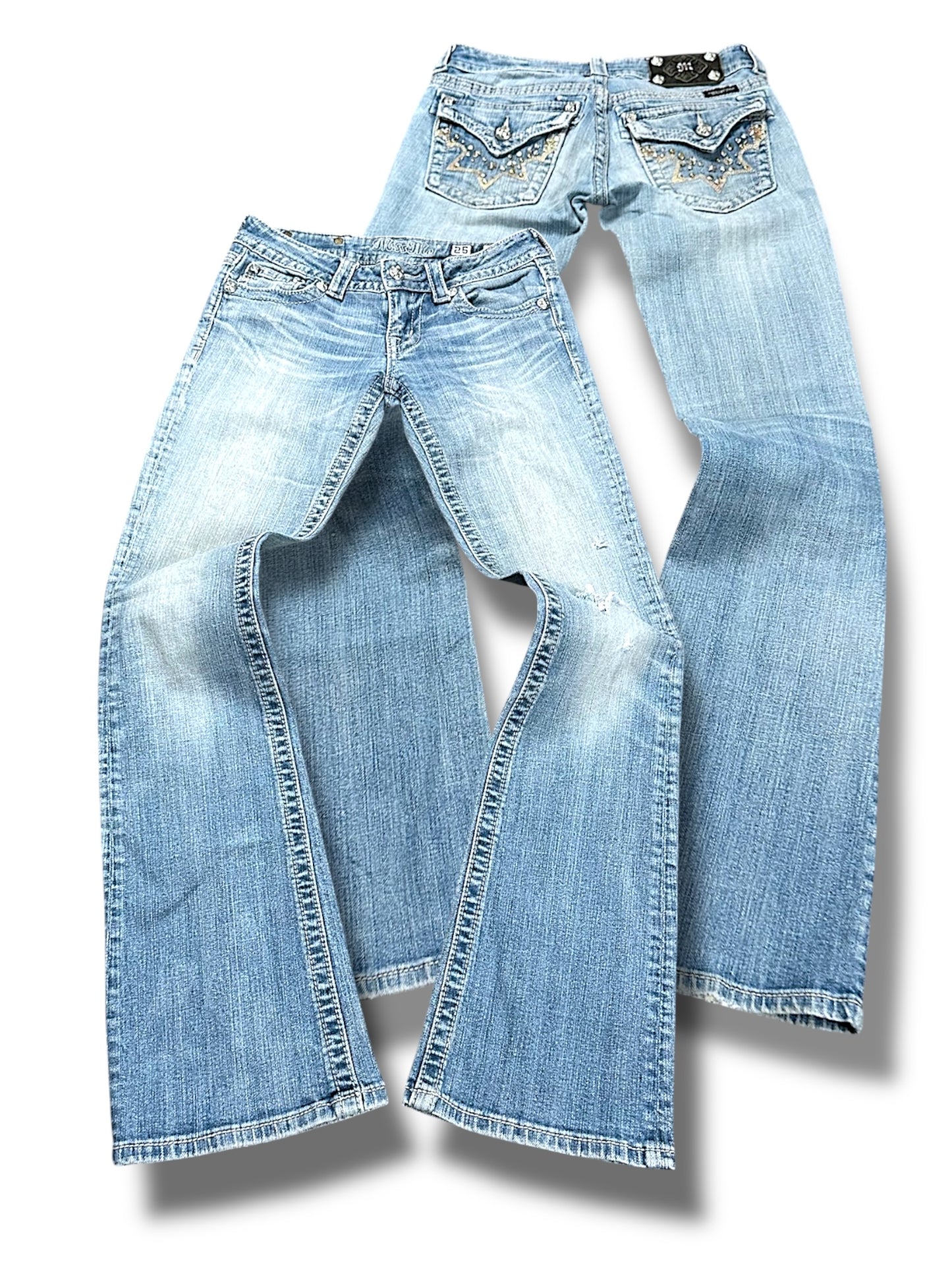Vintage Miss Me Y2K Low Waist Bootcut Damenjeans (S)