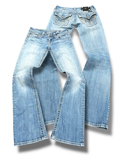 Vintage Miss Me Y2K Low Waist Bootcut Damenjeans (S)