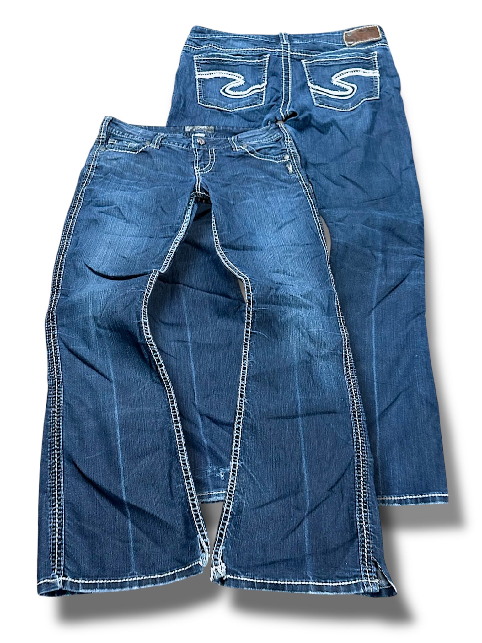 Vintage Embroidery Y2K Low Waist Bootcut / Flared Damenjeans (S)