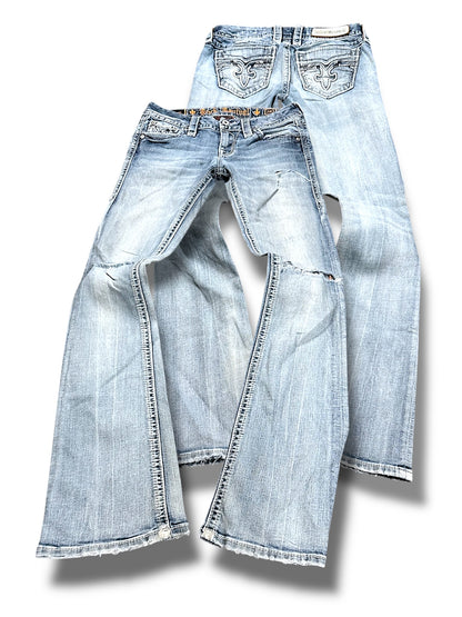Vintage Rock Revival Y2K Low Waist Bootcut Damenjeans (S)