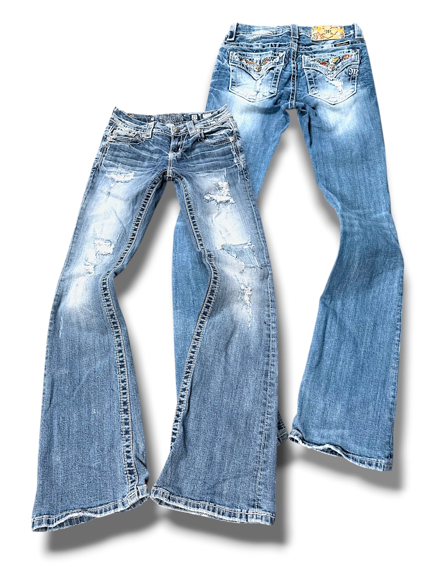 Vintage Miss Me Y2K Low Waist Bootcut Damenjeans (S)