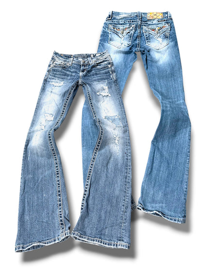 Vintage Miss Me Y2K Low Waist Bootcut Damenjeans (S)