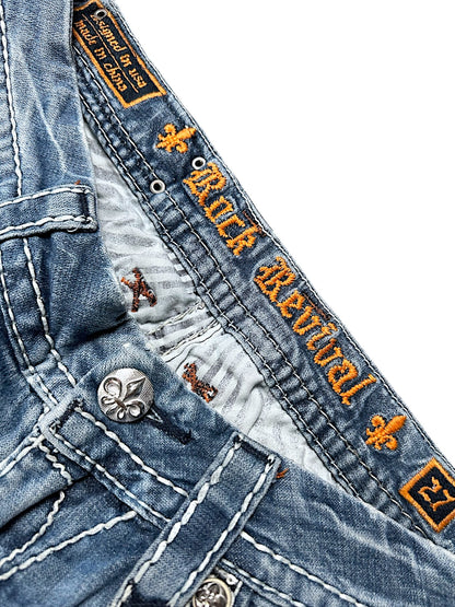 Vintage Rock Revival Y2K Low Waist Bootcut / Flared Damenjeans (S)