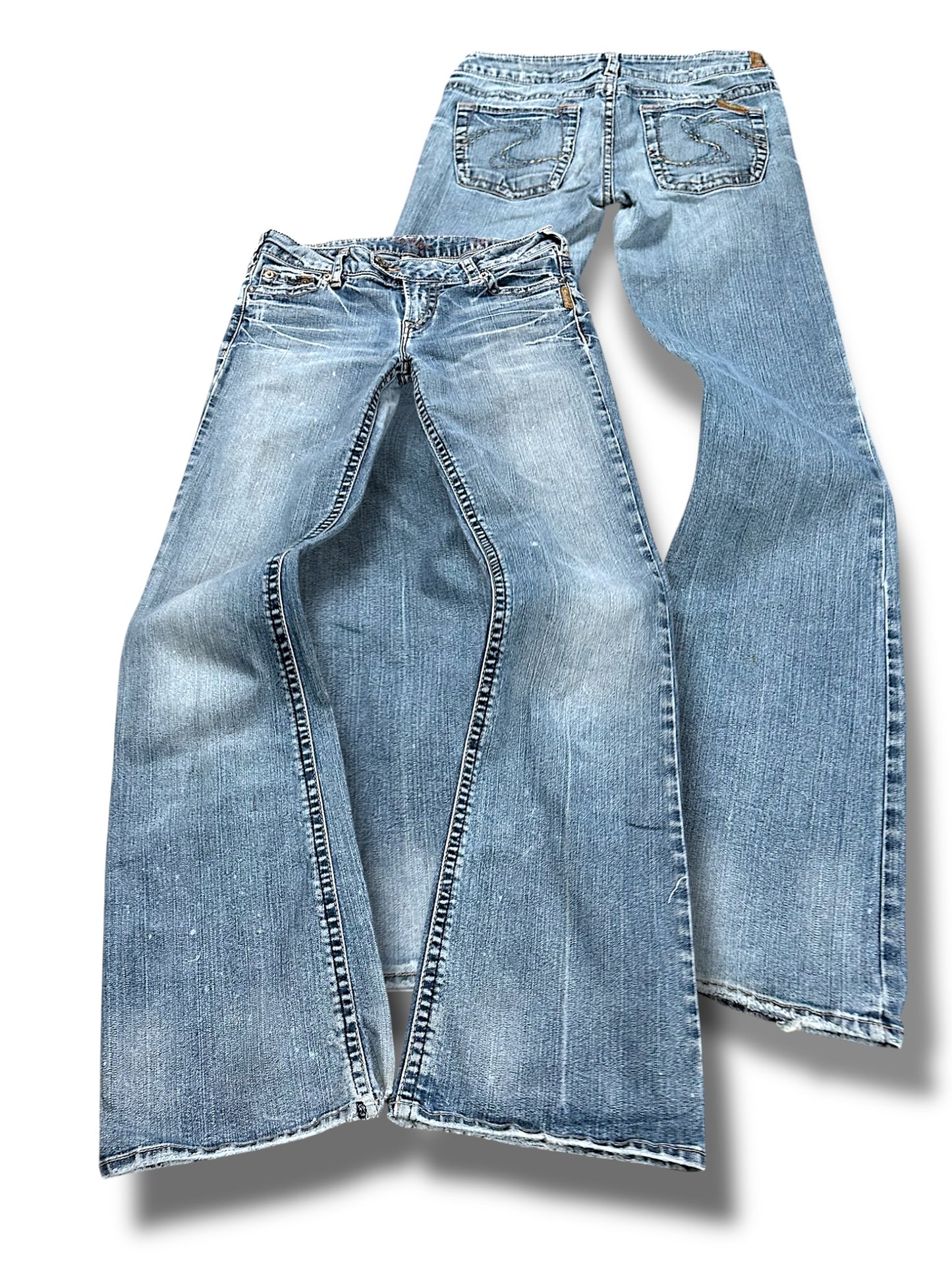 Vintage Silver Y2K Low Waist Bootcut / Flared Damenjeans (L)