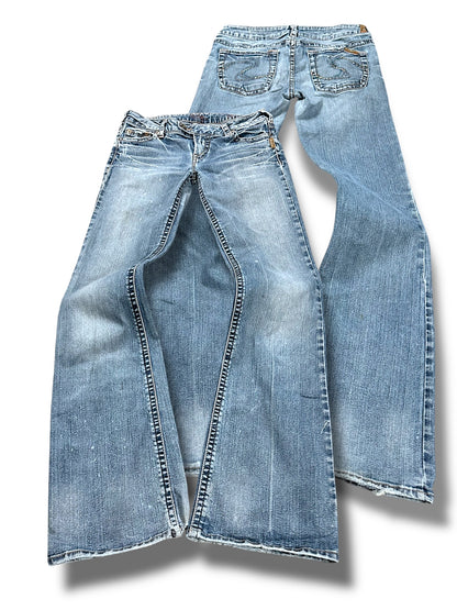 Vintage Silver Y2K Low Waist Bootcut / Flared Damenjeans (L)