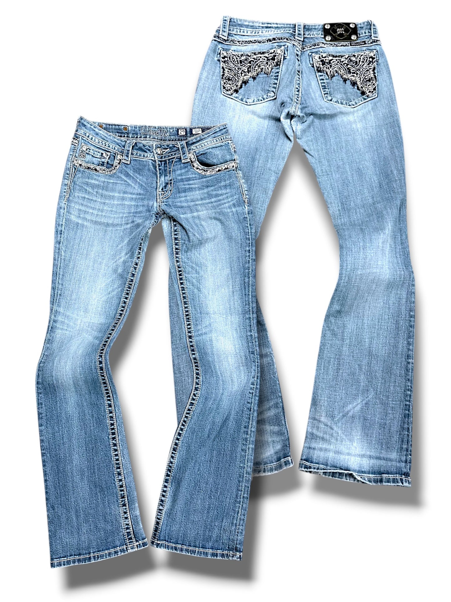 Vintage Miss Me Y2K Low Waist Bootcut Damenjeans (M)